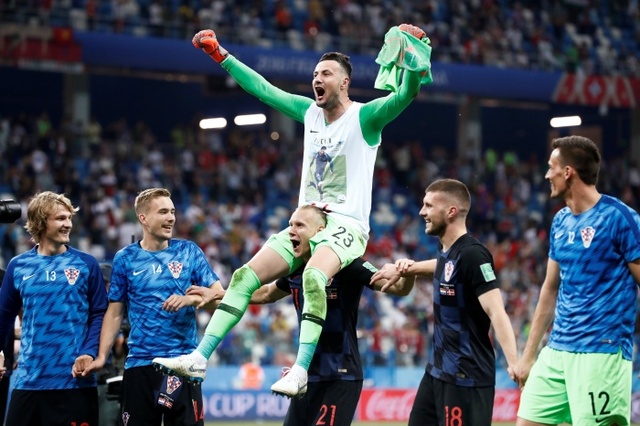 ▲ 2일(한국시간) 2018 러시아 월드컵 16강전에서 크로아티아가 승부차기에서 덴마크에 3-2 승리를 거두고 8강을 확정한 뒤 세레머니를 펼치고 있다.연합뉴스