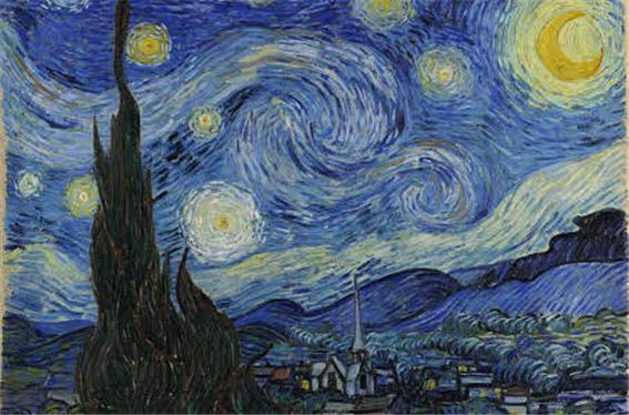 ▲ The starry night.  74 x 92 cm, Oil on Canvas, 1889