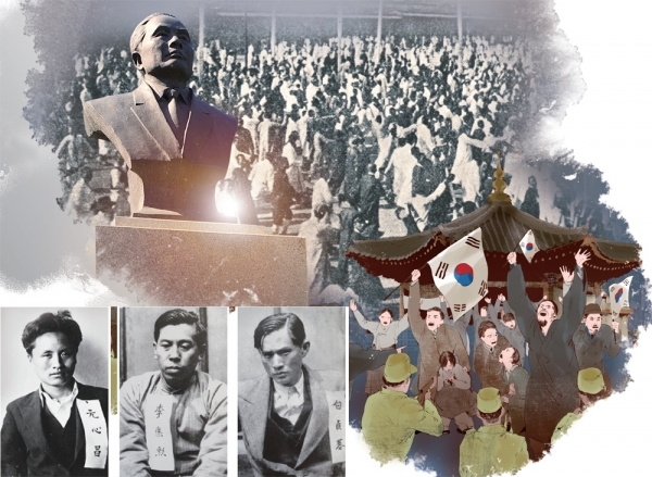 1933년 일제에 체포되었을 당시의 원심창, 이강훈, 백정기 의사(왼쪽부터).