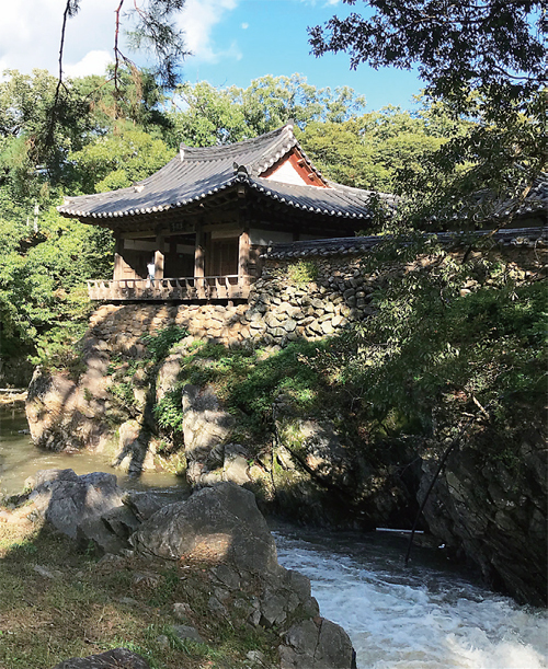 초간정 팔작 지붕으로 전면 세 칸 측면 두 칸, 가운데 방 한 칸을두고, 계곡 쪽에 계자난간을 붙였다. 마루기둥에 기대앉아 태풍 미타로 불어난 계곡 물소리를 들으니 선경이 따로 없다. 계곡의 바위 위에 지어졌으니 성경에서 말한 ‘반석 위의 집’이지만, 두 번 불탔다가 다시 지어지는 험한 운명을 짊어졌다. 권문해가 죽은 이듬해 임진왜란 때 불에 타고, 인조 조인 1626년 아들 죽소(竹所) 권별(權鼈)이 재건한 정사도 역시 화재로 타고 말았다. 영조조인 1739년, 현손인 권봉의(權鳳儀)가 100년 넘어 방치된 정사를 다시 세운 것이 오늘날 우리가 보는 정사다. 김구철 시민기자