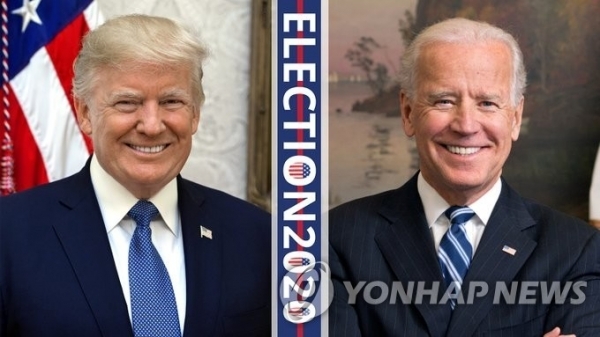 미국 대선에서 맞붙은 도널드 트럼프 미국 대통령과 조 바이든 전 부통령. 연합뉴스